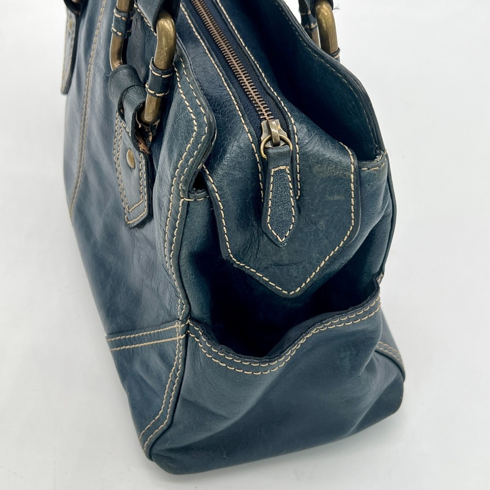 Vintage Wilsons Denim Blue Saddle Leather Purse Shoulder Bag Satchel Y2K - Picture 5 of 15